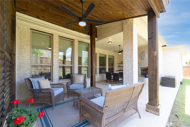 331 Sagemeadow Rd, Wylie, TX 75098 - view of patio / terrace featuring a ceiling fan, outdoor lounge area, and outdoor dining space