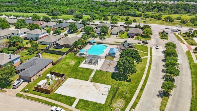 1554 Brandywine Ln, Little Elm, TX 75068 - aerial view of residential area featuring a pool area