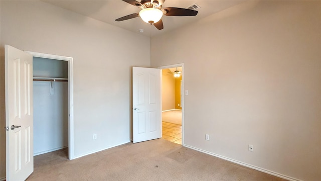 10252 Red Bluff Ln, Fort Worth, TX 76177 - unfurnished bedroom featuring carpet floors, a closet, a ceiling fan, and high vaulted ceiling