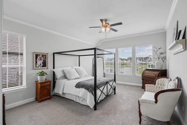 1037 Mickelson Dr, Granbury, TX 76048 - bedroom featuring baseboards, ornamental molding, light colored carpet, and ceiling fan