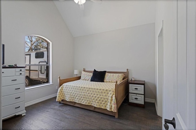 107 Falls Creek Ln, Gunter, TX 75058 - bedroom with lofted ceiling, baseboards, and ceiling fan