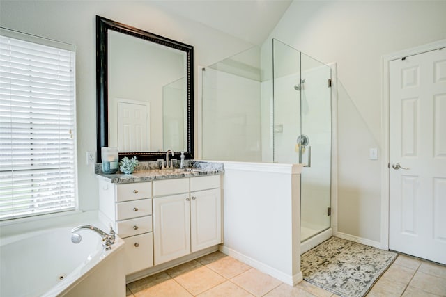 1016 S Hollow Dr, Southlake, TX 76092 - full bath featuring a stall shower, tile patterned floors, a bath, and vanity
