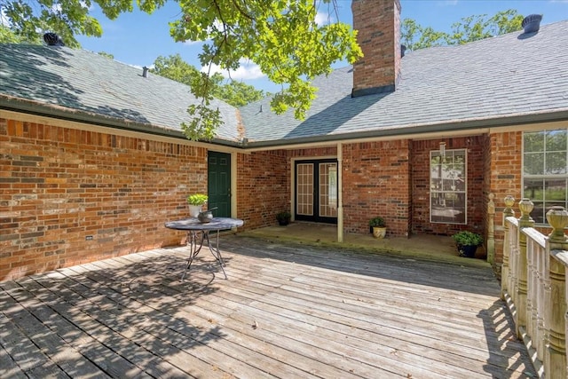 607 Dogwood Cir, Powderly, TX 75473 - wooden deck featuring french doors