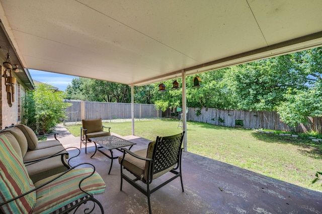 view of patio with an outdoor hangout area
