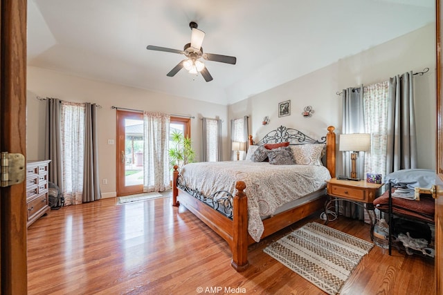 1302 County Road 142, Ovalo, TX 79541 - bedroom featuring access to outside, light wood finished floors, and a ceiling fan