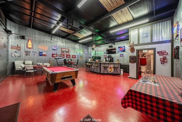 1302 County Road 142, Ovalo, TX 79541 - recreation room featuring billiards, finished concrete flooring, and a sink