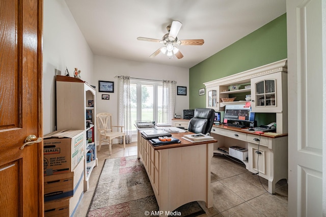 1302 County Road 142, Ovalo, TX 79541 - office featuring ceiling fan and light tile patterned flooring