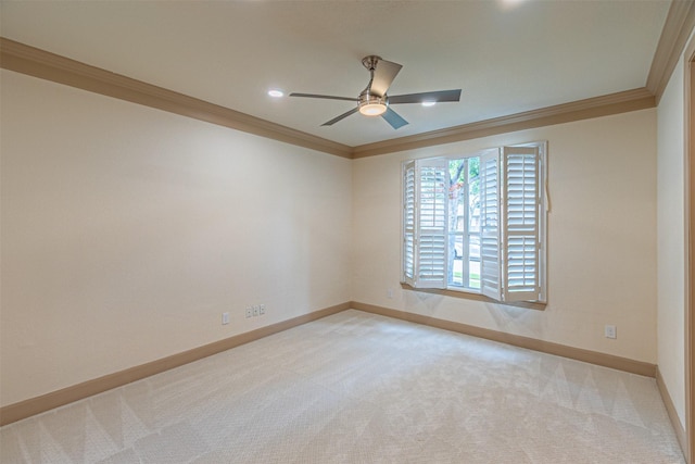 15097 Blakehill Dr, Frisco, TX 75035 - carpeted empty room featuring crown molding, a ceiling fan, baseboards, and recessed lighting