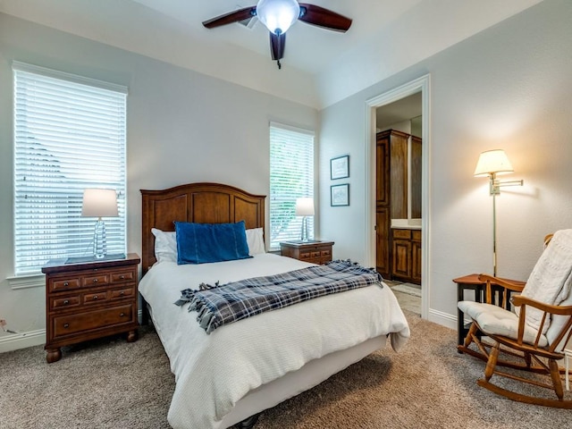 1141 Saint Peter Ln, Prosper, TX 75078 - bedroom featuring light carpet, ensuite bathroom, and a ceiling fan