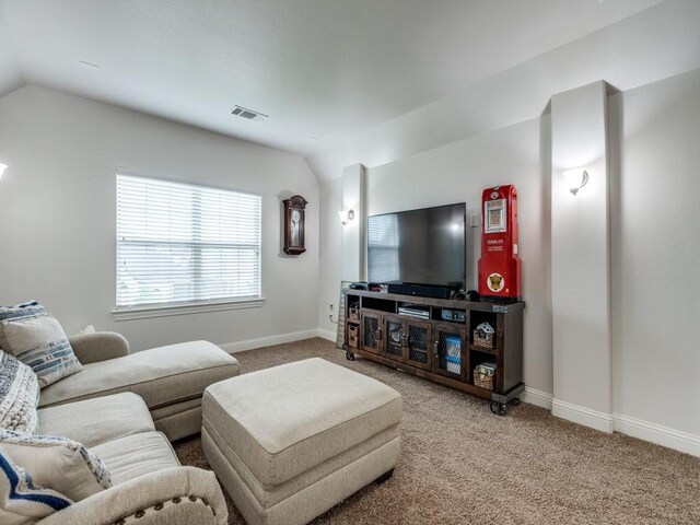 1141 Saint Peter Ln, Prosper, TX 75078 - living area with vaulted ceiling and carpet