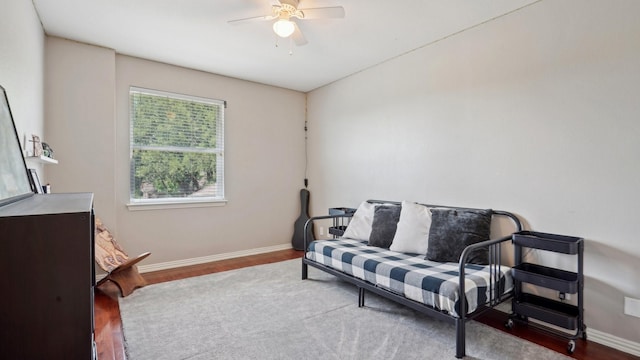 6000 Windridge Ln, Flower Mound, TX 75028 - sitting room featuring ceiling fan, baseboards, and wood finished floors