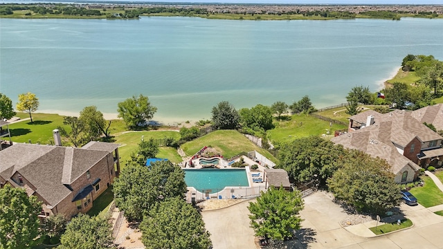 6600 Stewart Blvd, The Colony, TX 75056 - drone / aerial view of a nearby body of water and a pool