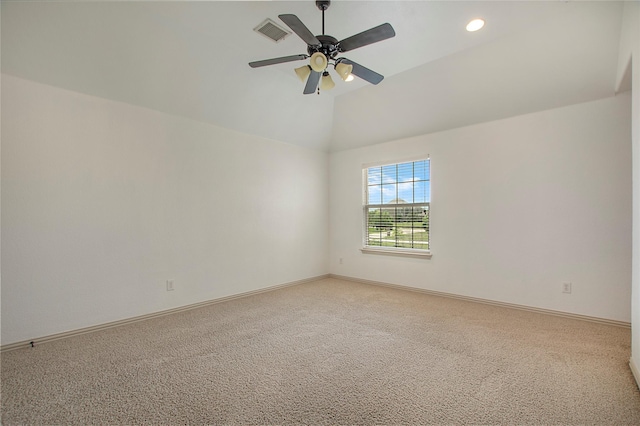 188 Las Colinas Trl, Cross Roads, TX 76227 - unfurnished room featuring light carpet, vaulted ceiling, a ceiling fan, recessed lighting, and baseboards
