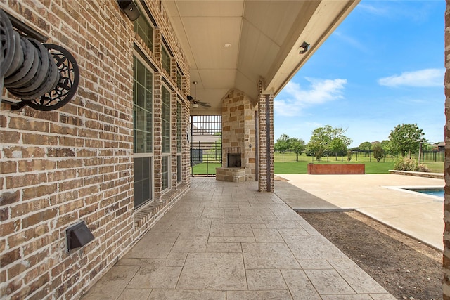 188 Las Colinas Trl, Cross Roads, TX 76227 - view of patio / terrace featuring an outdoor stone fireplace