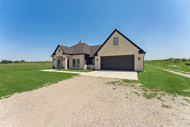 959 County Road 1300, Bridgeport, TX 76426 - french provincial home with driveway, a garage, a front lawn, and a chimney