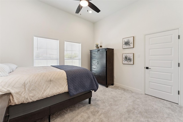 959 County Road 1300, Bridgeport, TX 76426 - bedroom with light colored carpet, baseboards, and ceiling fan