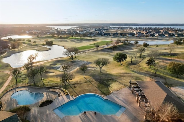 2132 Portwood Way, Fort Worth, TX 76179 - aerial perspective of suburban area featuring a large body of water and a pool