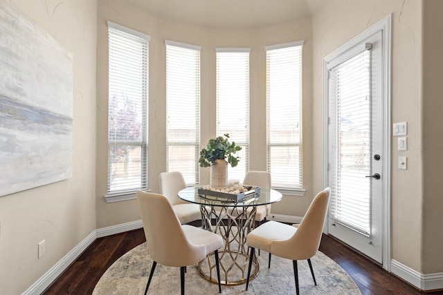 2886 Nottingham Dr, Trophy Club, TX 76262 - dining room with dark wood finished floors, baseboards, and healthy amount of natural light