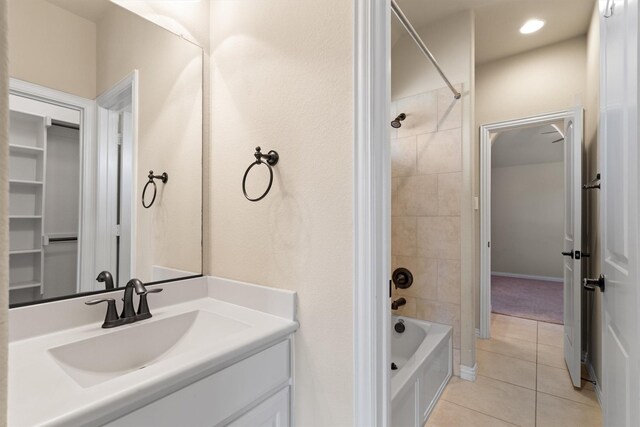 2886 Nottingham Dr, Trophy Club, TX 76262 - full bathroom featuring tile patterned flooring, shower / washtub combination, and vanity