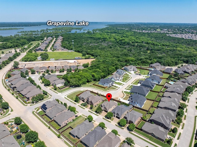 2886 Nottingham Dr, Trophy Club, TX 76262 - aerial view of property's location with a large body of water and nearby suburban area