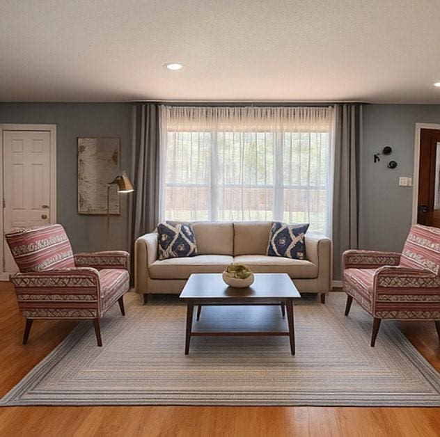 3124 Crest Ridge Dr, Dallas, TX 75228 - living area featuring wood finished floors and recessed lighting