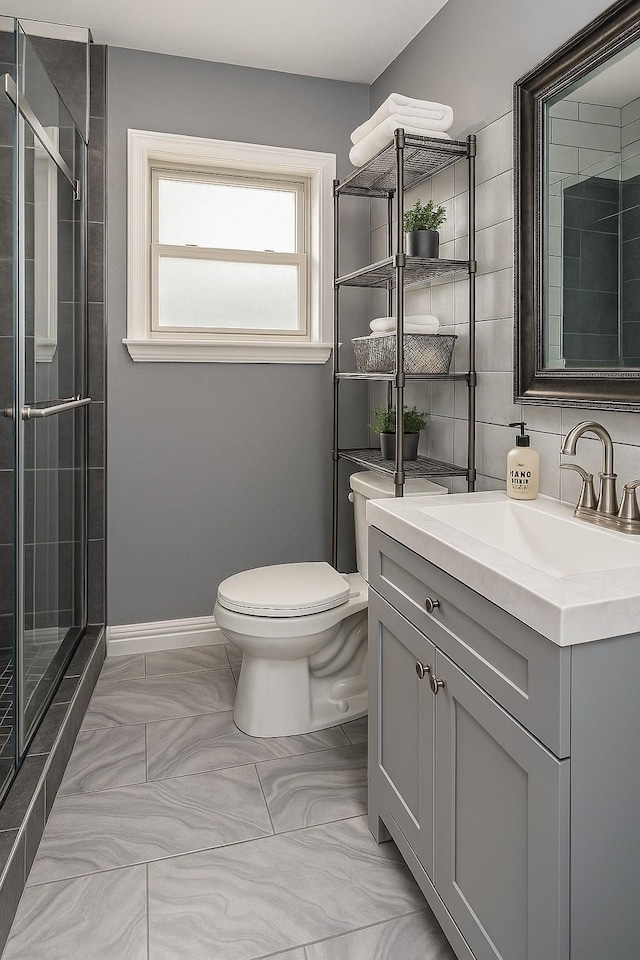 3124 Crest Ridge Dr, Dallas, TX 75228 - bathroom with toilet, a shower stall, and vanity