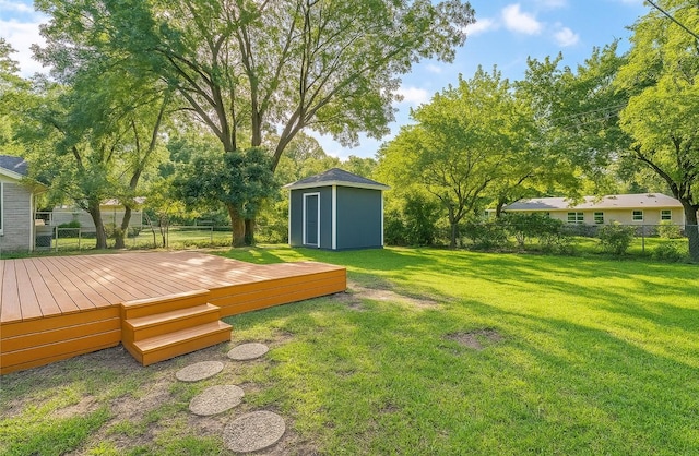 3124 Crest Ridge Dr, Dallas, TX 75228 - view of yard featuring a storage shed, a deck, and an outdoor structure