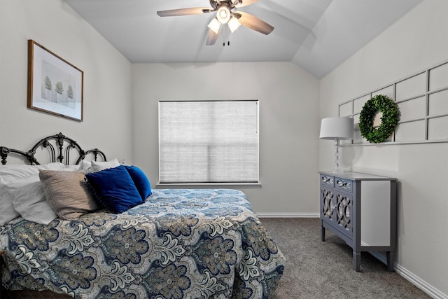 501 Bird Creek Dr, Little Elm, TX 75068 - bedroom featuring carpet floors, a ceiling fan, baseboards, and lofted ceiling