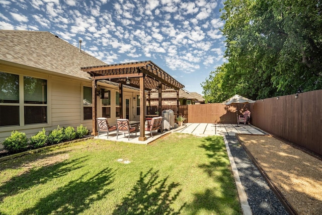 501 Bird Creek Dr, Little Elm, TX 75068 - view of yard with a patio area, a pergola, and an outdoor living space