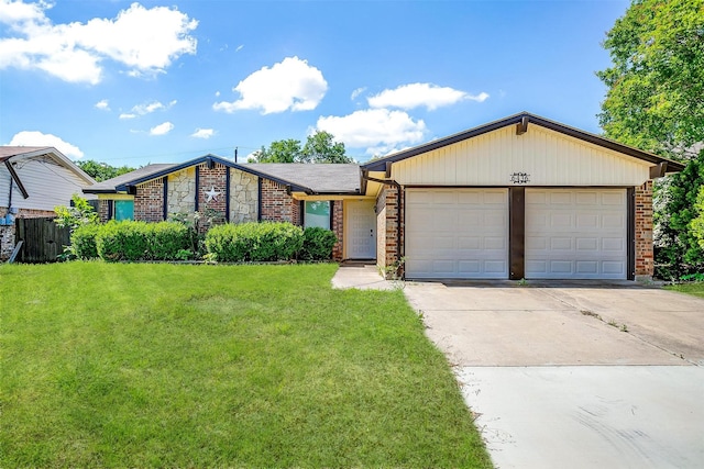 6436 Meadowlark Ln E, Watauga, TX 76148 - mid-century inspired home featuring driveway, an attached garage, a front lawn, and brick siding