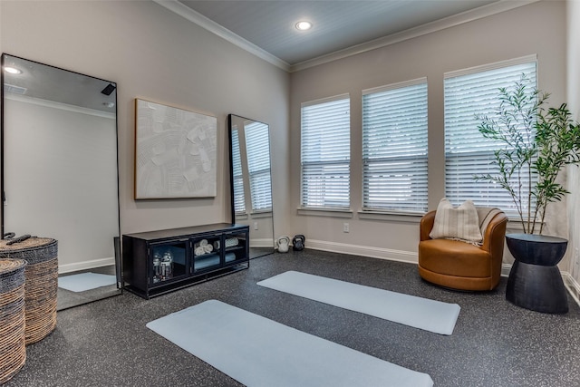 2205 Grafton Ln, Mckinney, TX 75071 - living area with crown molding, baseboards, and recessed lighting