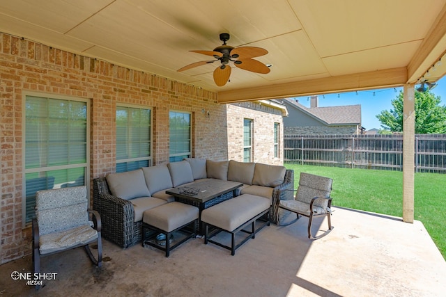 4549 Coyote Run, Abilene, TX 79602 - view of patio / terrace featuring an outdoor hangout area and a ceiling fan