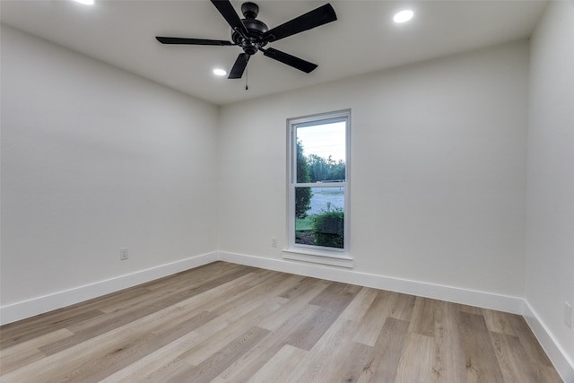 375 Briarwood Ln, Aledo, TX 76008 - unfurnished room with baseboards, recessed lighting, light wood-style floors, and a ceiling fan