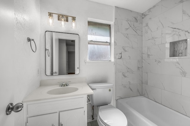 6032 Highcrest Dr, Watauga, TX 76148 - full bath featuring vanity, toilet, and tub / shower combination