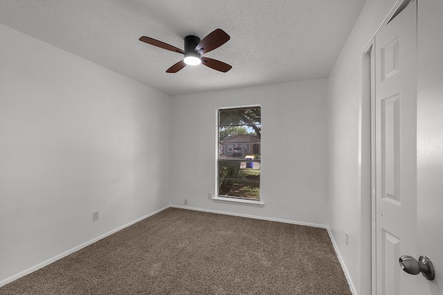 6032 Highcrest Dr, Watauga, TX 76148 - unfurnished room with a textured ceiling, carpet floors, ceiling fan, and baseboards