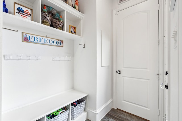 5900 Stage Coach Cir, Westlake, TX 76262 - mudroom with dark wood finished floors and baseboards