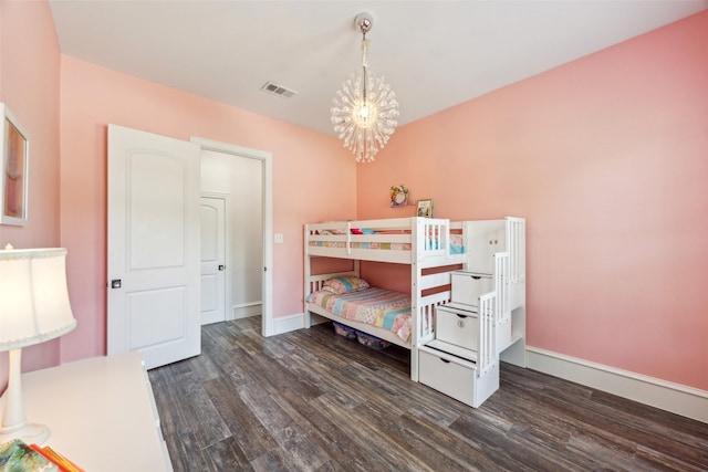 5900 Stage Coach Cir, Westlake, TX 76262 - bedroom with wood finished floors, a chandelier, and baseboards