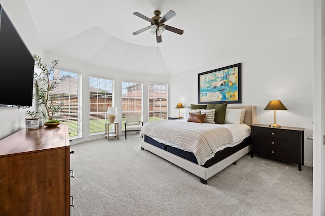 2441 Deerwood Dr, Little Elm, TX 75068 - carpeted bedroom with vaulted ceiling and ceiling fan