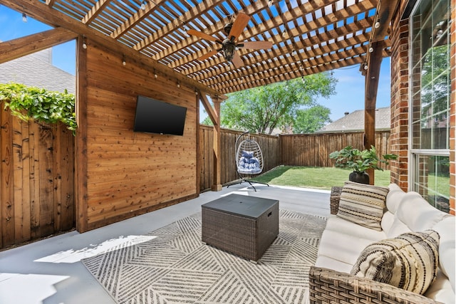 2441 Deerwood Dr, Little Elm, TX 75068 - view of patio / terrace with a fenced backyard, a pergola, and an outdoor living space