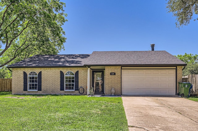 5225 Marks Cir, The Colony, TX 75056 - ranch-style home with brick siding, driveway, a garage, and a shingled roof