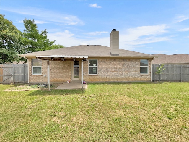 1301 Archdale Ct, Fort Worth, TX 76028 - back of house featuring brick siding, a patio area, and a chimney