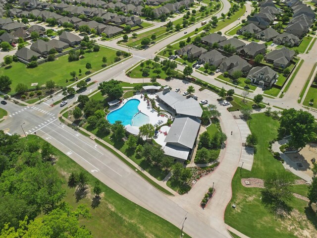 7401 Sabine Dr, Mckinney, TX 75071 - aerial overview of property's location featuring a pool area and nearby suburban area
