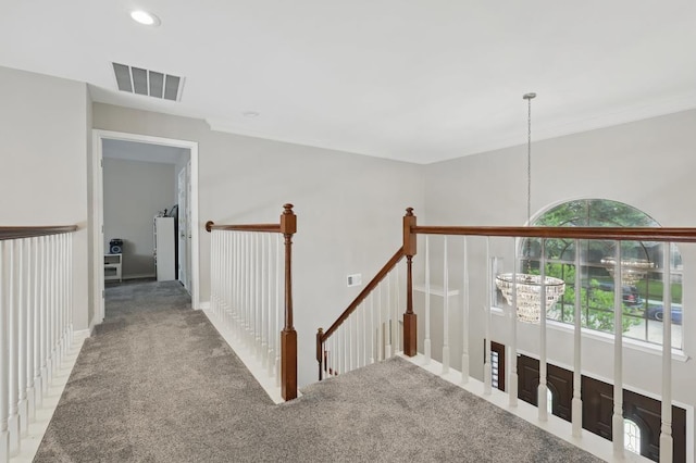 1925 Kiestwood Cir, Plano, TX 75025 - hallway with an upstairs landing, carpet floors, and recessed lighting