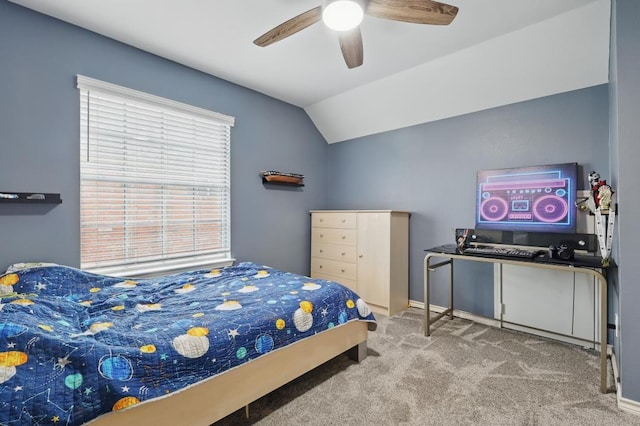 1925 Kiestwood Cir, Plano, TX 75025 - carpeted bedroom featuring vaulted ceiling, a ceiling fan, and baseboards