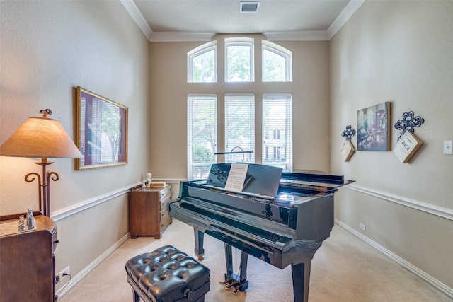 519 Butternut Dr, Garland, TX 75044 - living area with carpet flooring, crown molding, and baseboards