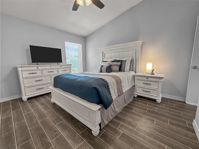 2114 Cottage Oak Ln, Colleyville, TX 76034 - bedroom featuring lofted ceiling, wood finish floors, baseboards, and ceiling fan
