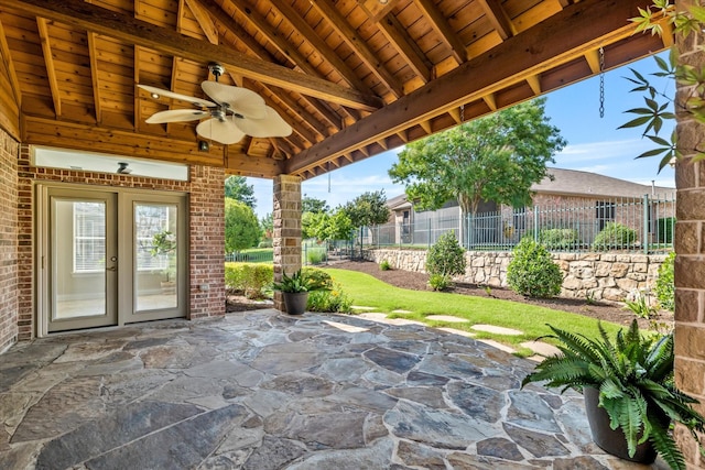 402 Pebble Beach Dr, Frisco, TX 75036 - view of patio / terrace with ceiling fan and fence