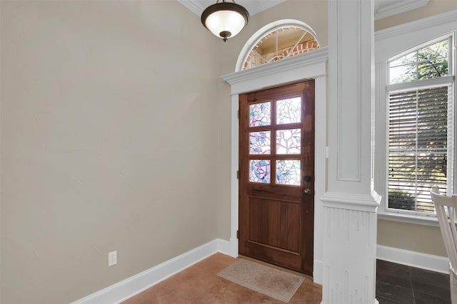 2920 Village Cir, Denison, TX 75020 - entryway with baseboards, healthy amount of natural light, and crown molding