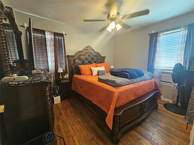 120 E Marguerita Dr, Garland, TX 75040 - bedroom featuring hardwood / wood-style flooring, ceiling fan, and cooling unit