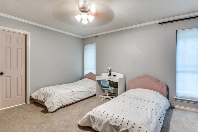 1950 Hidden Vly, Rockwall, TX 75087 - carpeted bedroom with crown molding, a ceiling fan, and baseboards